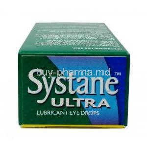 Systane Ultra Lubricant Eye Drops,Polyethylene Glycol 0.4%, Propylene Glycol 0.3%, Eye Drop 10mL, Alcon Laboratories, Box top view