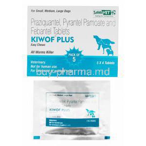 Kiwof Plus Easy Chews, Praziquantel 50mg, Pyrantel Pamoate 144mg, Febantel 150mg