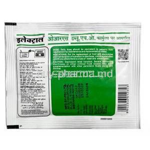 Electral Oral Rehydration Salts Powder 21.8 g per Sachet, FDC Ltd, Sachet back vew