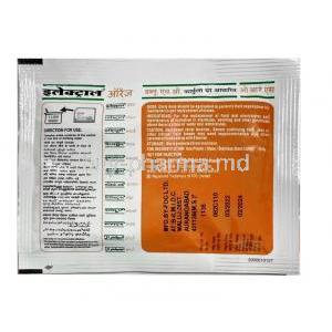 Electral Oral Rehydration Salts Powder  Orange fravour, 21.8 g per Sachet, FDC Ltd, Sachet information