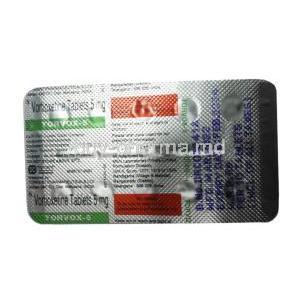 Torvox 5, Vortioxetine 5mg, Torrent Pharma, Blisterpack information