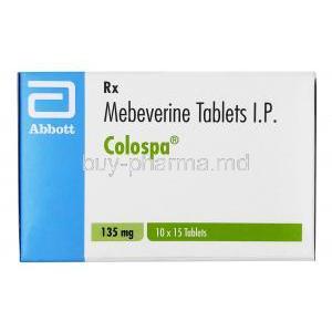 Colospa, Mebeverine 135mg, Abbott,　Box front view