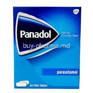 Panadol Regular, Paracetamol 500mg, GSK, Box front view