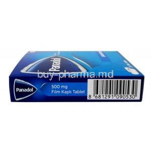 Panadol Regular, Paracetamol 500mg, GSK, Box side view-2