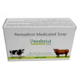 Perthrist, Permethrin 1% , 75g soap, Vetlife, Box front view