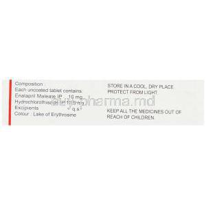 Envas H, Generic  Vaseretic,  Enalapril 10 Mg  Hydrochlorothiazide 12. 5 Mg Composition