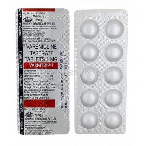 Varnitrip-1, Varenicline 1mg, Tripada Healthcare, Blisterpack, information