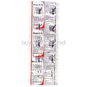 Envas H, Generic  Vaseretic,  Enalapril 10 Mg  Hydrochlorothiazide 12. 5 Mg Packaging