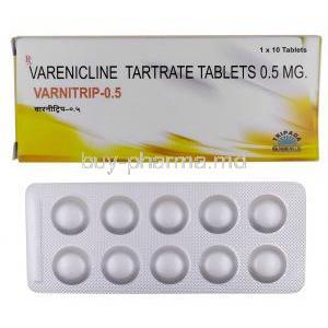 Varnitrip-0.5, Varenicline 0.5mg, Tripada Healthcare, Box, Blisterpack