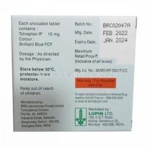 Resodim, Tolvaptan 15mg, 4 tablets, Lupin, Box information