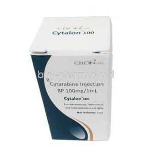 Cytalon 100, Cytarabine 100 mg per 1mL, Injection 1mL, Celon, Box back view
