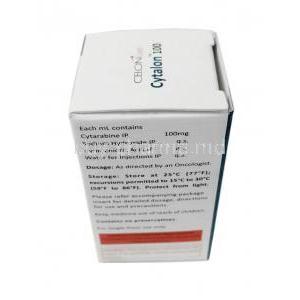 Cytalon 100, Cytarabine 100 mg per 1mL, Injection 1mL, Celon, Box information, Dosage, Storage