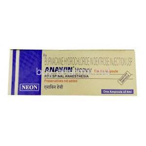 Anawin Heavy Injection, Bupivacaine 5mg, Dextrose 80mg, Injection 4mL, Box front view