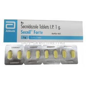 Secnil Forte, Secnidazole 1000mg, 2tablets, Abbott, Box, Blisterpack