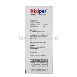 Nixiper Lotion, Permethrin 5% wv, Lotion 50mL, Canixa Life Sciences, Box information, Storage, Composition