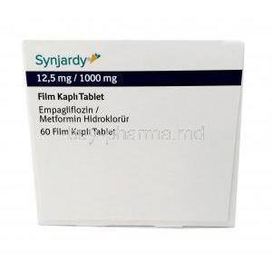 Synjardy,Empagliflozin 12.5mg/ Metformin 1000mg, 60tabs, Boehringer Ingelheim, Box top view