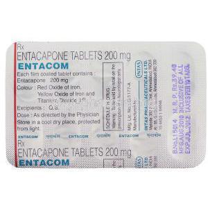Entacom, Generic Comtan, Entacapone Packaging