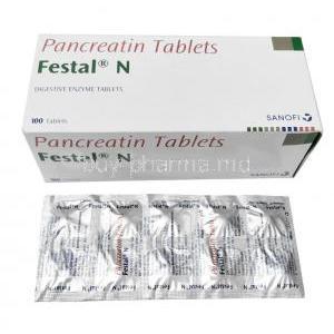 Festal-N, Pancreatin 212.5 mg, Sanofi India, Box, sheet