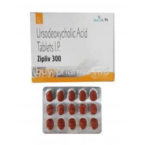 Zipliv 300, Ursodeoxycholic Acid 300mg, Aqua Lab, Box, Blisterpack