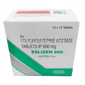 Eslizen 600, Eslicarbazepine 600mg, Intas Pharma, Box front view-2