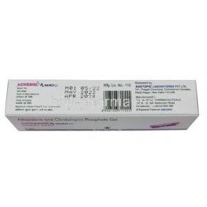Acnesol A Nano Gel, Adapalene 1mg/ Clindamycin 10mg, Gel 15g, Systopic Laboratories, Box information, Mfg date, Exp date