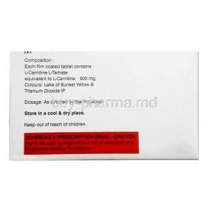 Nucarnit, L-Carnitine 330mg, Emcure Pharma, Box information