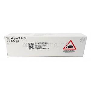 Virgan Ophthalmic Gel, Ganciclovir 0.15%, Eye Drops (Gel) 5g,Thea Pharmaceuticals Ltd, Box information, QR code