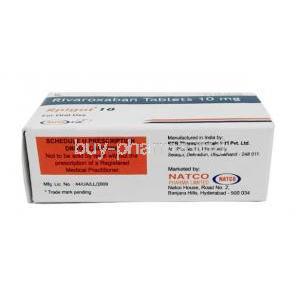 Rpigat 10, Rivaroxaban 10mg, Natco Pharma Ltd, Box information, Manufacturer, Caution