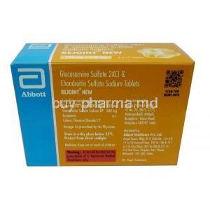 Rejoint New, Glucosamine 750 mg/ Chondroitin  600 mg, Abbott, Box information, Contents, Storage
