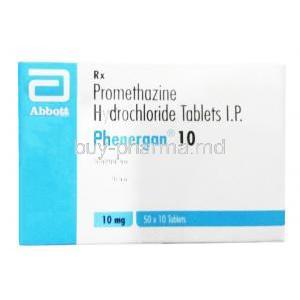 Phenergan 10, Promethazine 10mg, Abbott, Box front view