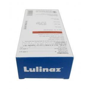 Lulinaz  Lotion, Luliconazole 1% w/v, Lotion 30mL, Smayan Healthcare, Box top view