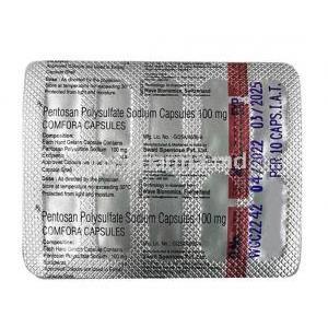 Comfora, Pentosan polysulfate sodium 100mg, Swati Spentose Pvt Ltd, blisterpack information