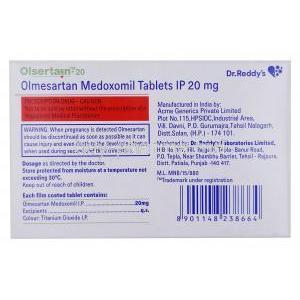Olsertain 20, Olmesertan 20mg, Dr Reddy's Laboratories Ltd, Box information