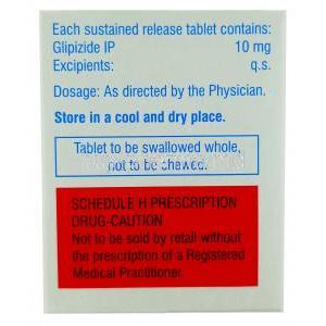 Glynase XL-10, Glipizide 10 mg, USV, Box information