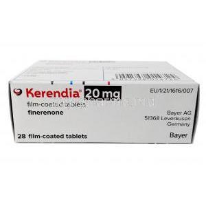 Kerendia, Finerenone 20mg, 28tabs, Bayer Zydus Pharma, Box bottom view
