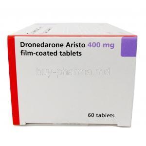 Dronedarone Aristo 400mg, Dronedarone 400mg, 60tabs, Aristo Pharma, Box side view