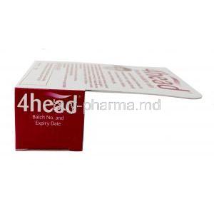4head  Headache & Migraine Relief cutaneous stick, Levomenthol 90%, Stick 3.6ｇ, Dendron, Box side view, informartion
