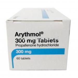 Arythmol, Propafenone 300mg, Mylan, Box side view