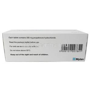 Arythmol, Propafenone 300mg, Mylan, Box information, Ingredient, Storage