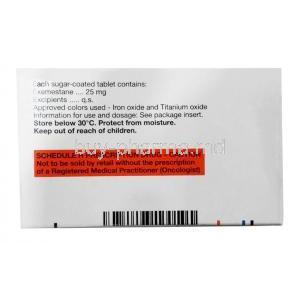 Aromasin Sugar coated tablet, Exemestane 25 mg, Pfizer, Box information, contents, Storage