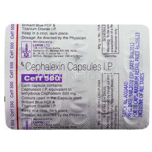 Ceff 500, Generic  Keflex,  Cephalexin Packaging