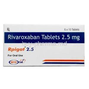 Rpigat 2.5, Rivaroxaban 2.5mg, Natco Pharma Ltd,  Box front view