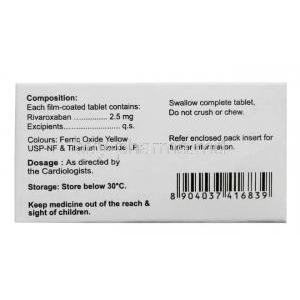 Rpigat 2.5, Rivaroxaban 2.5mg, Natco Pharma Ltd,  Box information, composition, Storage