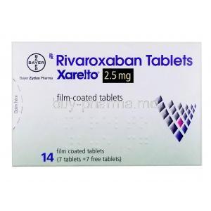 Xarelto 2.5mg, Rivaroxaban 2.5 mg, Bayer Pharma, Box front view