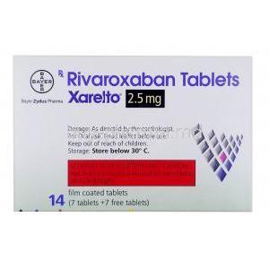 Xarelto 2.5mg, Rivaroxaban 2.5mg, Bayer Pharma, Box information, Storage