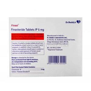 Finast, Finasteride 5mg, Dr. Reddy's, Box information