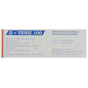 D-Veniz, Generic Pristiq,  Desvenlafaxine Box Composition