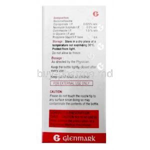 Candibiotic Plus Ear Drop, Beclometasone 0.025% w/v / Neomycin 0.5% w/v / Clotrimazole 1% w/v, Ear Drop 5mL, Glenmark Pharmaceuticals, Box information