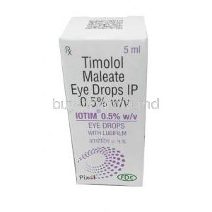 Iotim Eye Drops, Timolol Maleate 0.5%, Eye Drops 5mL, Box front view