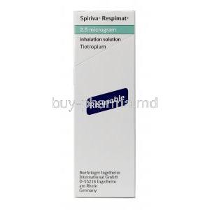 Spiriva Respimat, Tiotropium 2.5mcg, Respimat + Cartridge 30Doses, Boehringer Ingelheim, Box information, Manufacturer